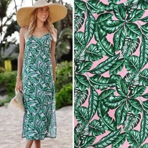 Kenny Flowers Green Leaf Print Dress